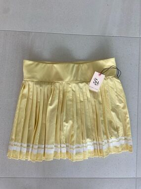 Sincerely Jules Active Pleated Yellow Tennis Skirt with White Trim